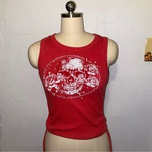 No Boundaries Red Graphic Crop Tank Top